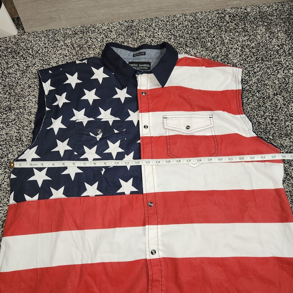 Cody James American Flag Cut Off Tank Top Snap Men Xl Western Hillbilly 4th July - Picture 6 of 9